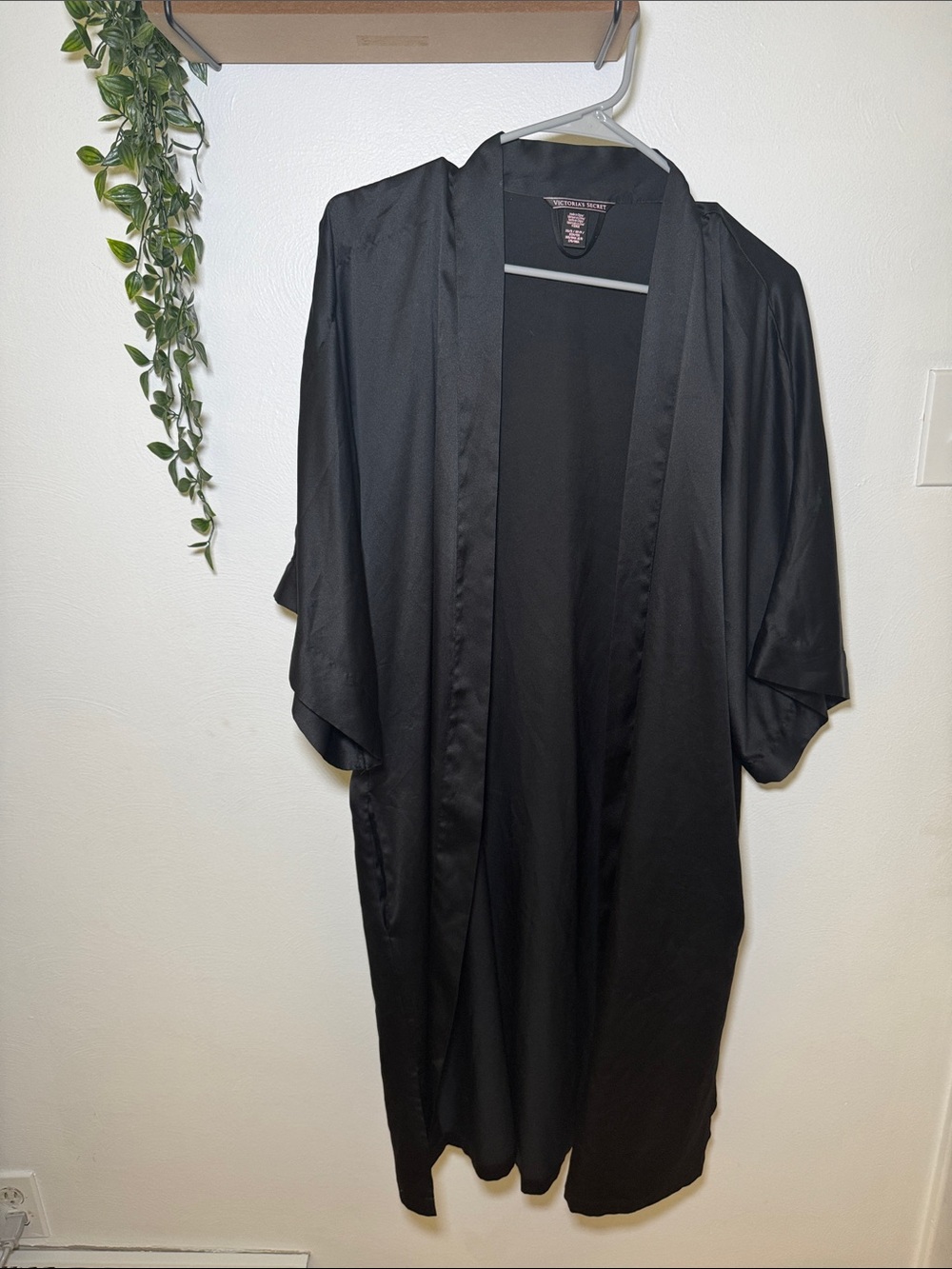 Victoria's Secret Black Satin Lounge Robe